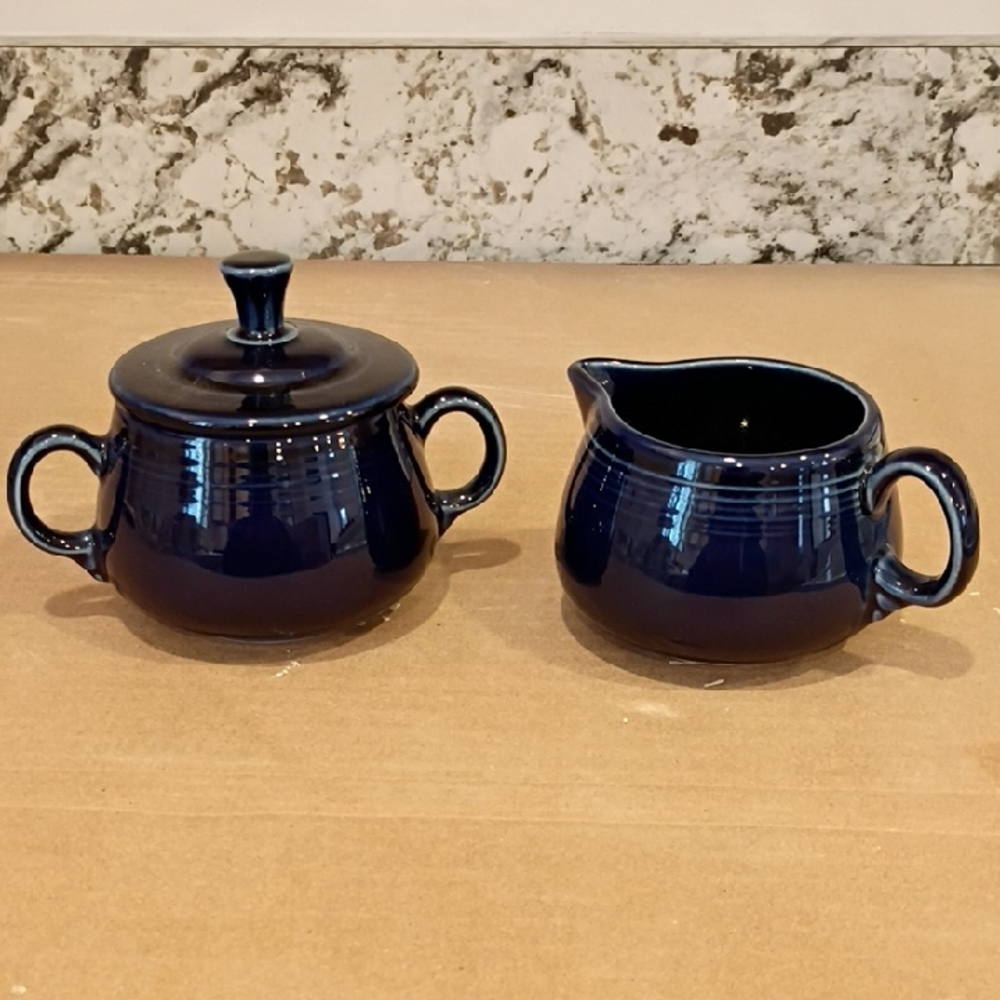Fiesta Cobalt Blue Sugar and Creamer Set